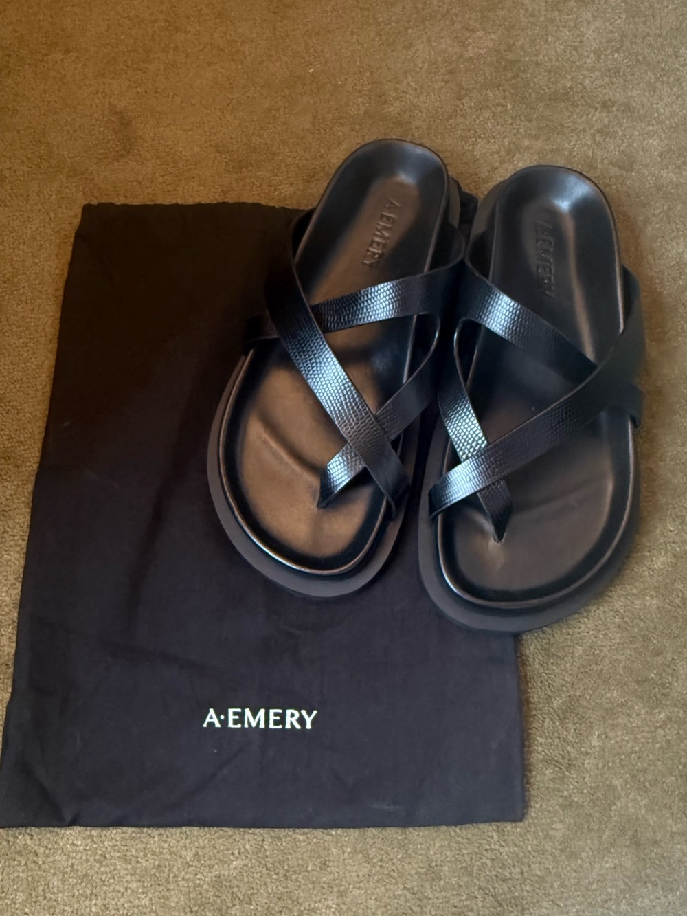 A.Emery Black Leather Strappy Sandals – Size 39 – Worn Once